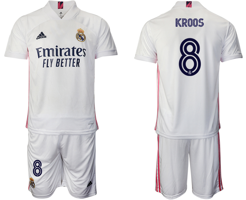 Men 2020-2021 club Real Madrid home #8 white Soccer Jerseys->real madrid jersey->Soccer Club Jersey